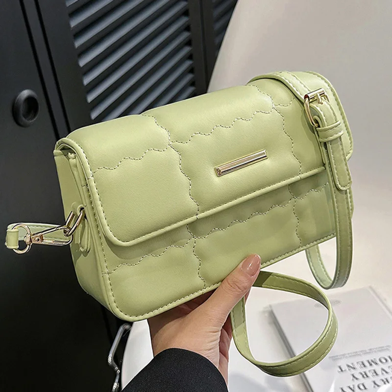 

2023 New Fashion Women Green White Crossbody Bags Ladies PU Leather Handbags And Purse Clutch Lady Phone Pocket Messenger Bags