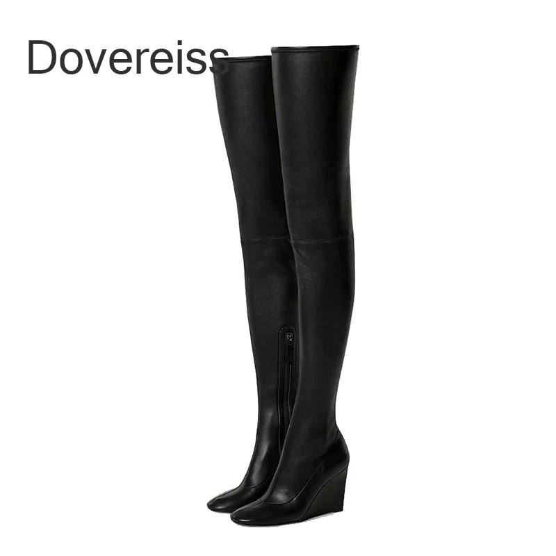 

Dovereiss 2022 Fashion Female Boots Winter Sexy Elegant Zipper Platform Boots New Blue Green White Wedges Over The Knee Boots