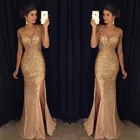 Высококачественное великолепное Новое Женское платье HENCHIRY в европейском и американском стиле с разрезом и блестками, длинное вечернее платье