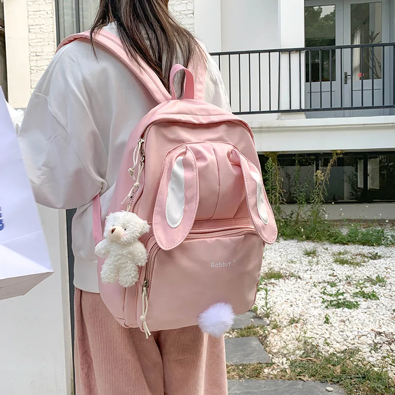 Милый школьный ранец для девочек с мультяшным Кроликом Женская вместительная