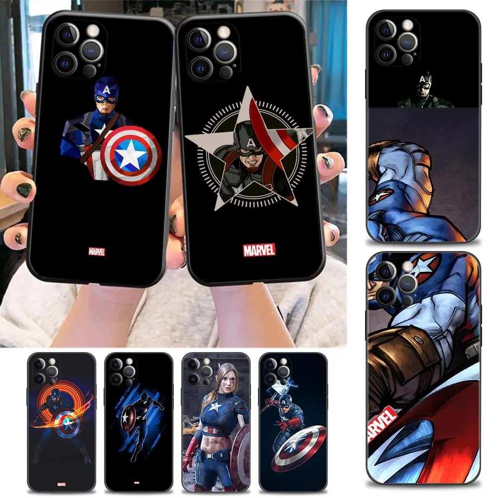 

Чехол для телефона Marvel для iPhone 11, 12, 13 Pro Max, 7, 8, SE, XR, XS, Max 5, 5s 6, 6s Plus, силиконовый чехол с аниме Marvel, Капитан Америка