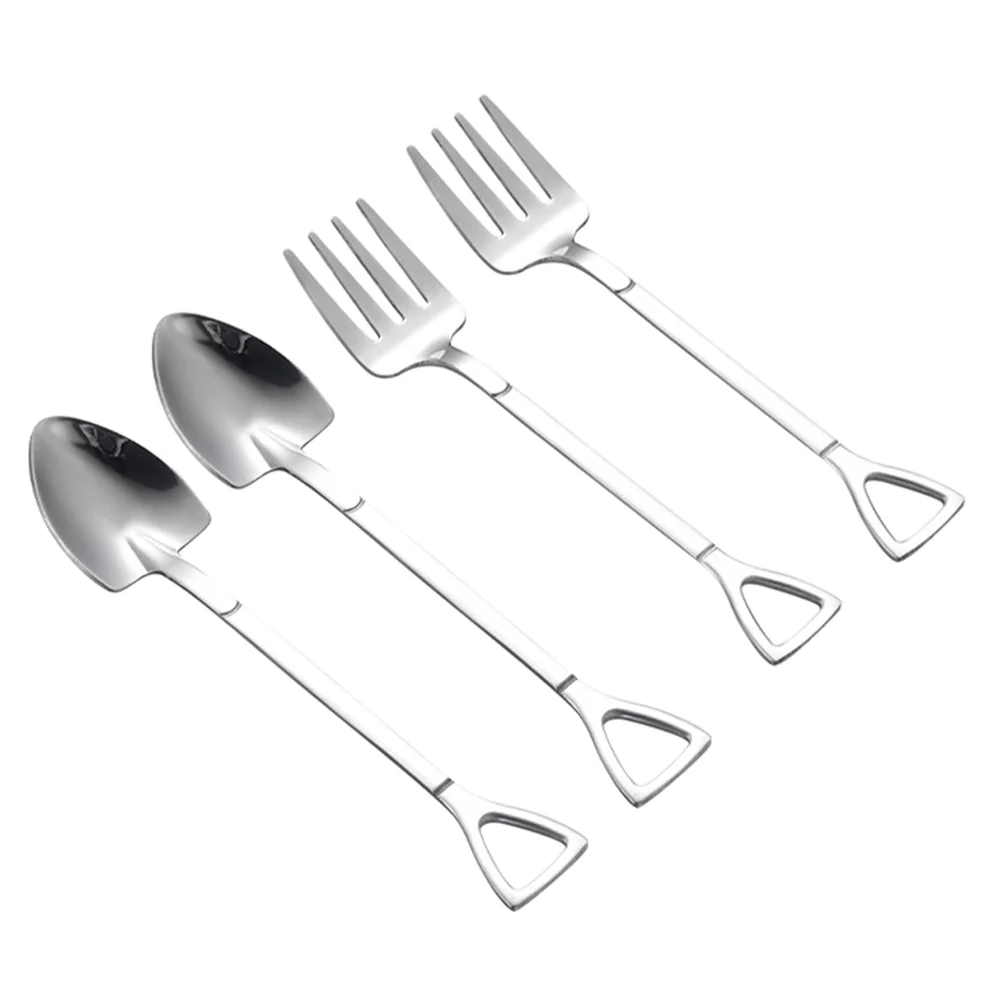 

Fork Spoon Appetizer Spoons Stainless Forks Tasting Steel Fruit Coffee Cake Dinner Ice Cream Tableware Honey Western Shape Tea