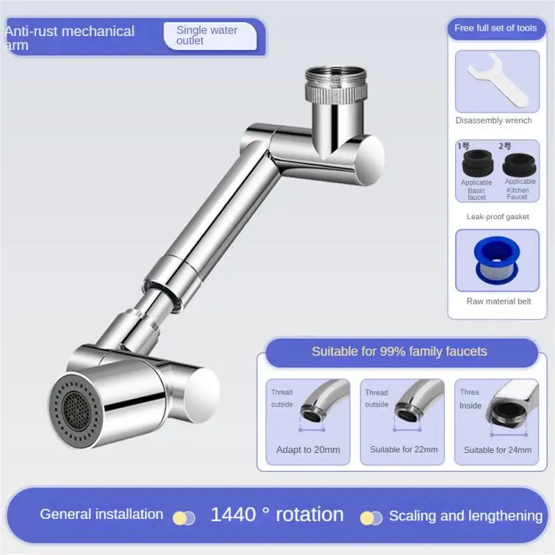 

Swivel Extension Faucet Aerator Booster Splash-proof Extender Universal Swivel Arm Faucet Extension Rotating Telescopic Spout