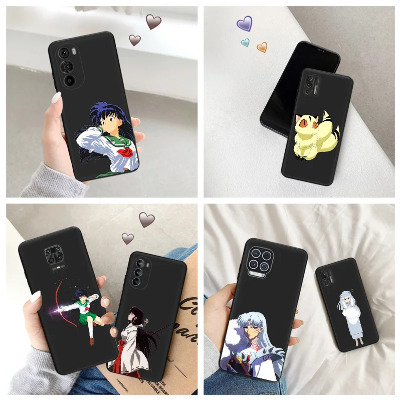 Силиконовый черный чехол для телефона Motorola G72 G53 G73 G9 G50 G51 G60 G71 5G G22 G32 G52 Inuyasha Kikyo Moto