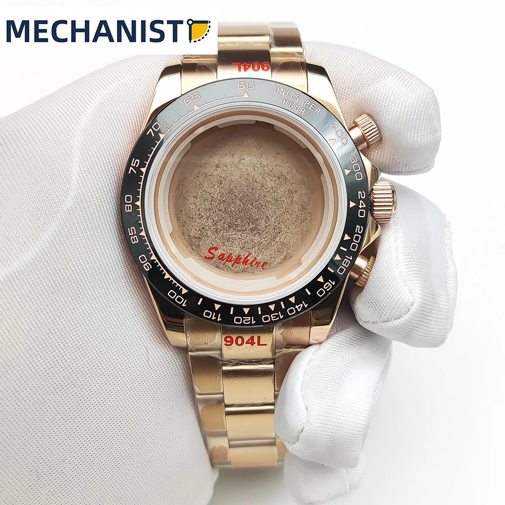 39mm luxury silver VK63 case Panda Chronograph Case Men's Quartz Code Watch 316L stainless steel case modified kit