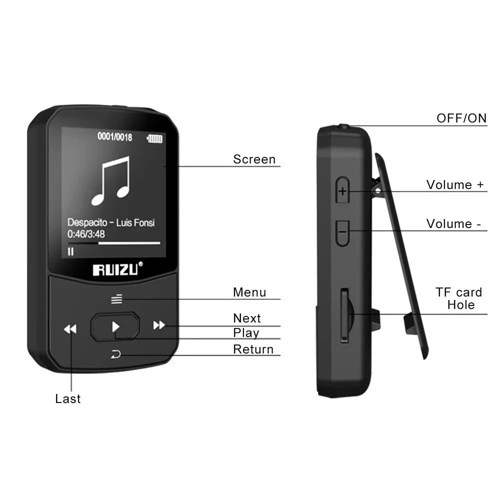 Спортивный Bluetooth MP3-плеер RUIZU X52