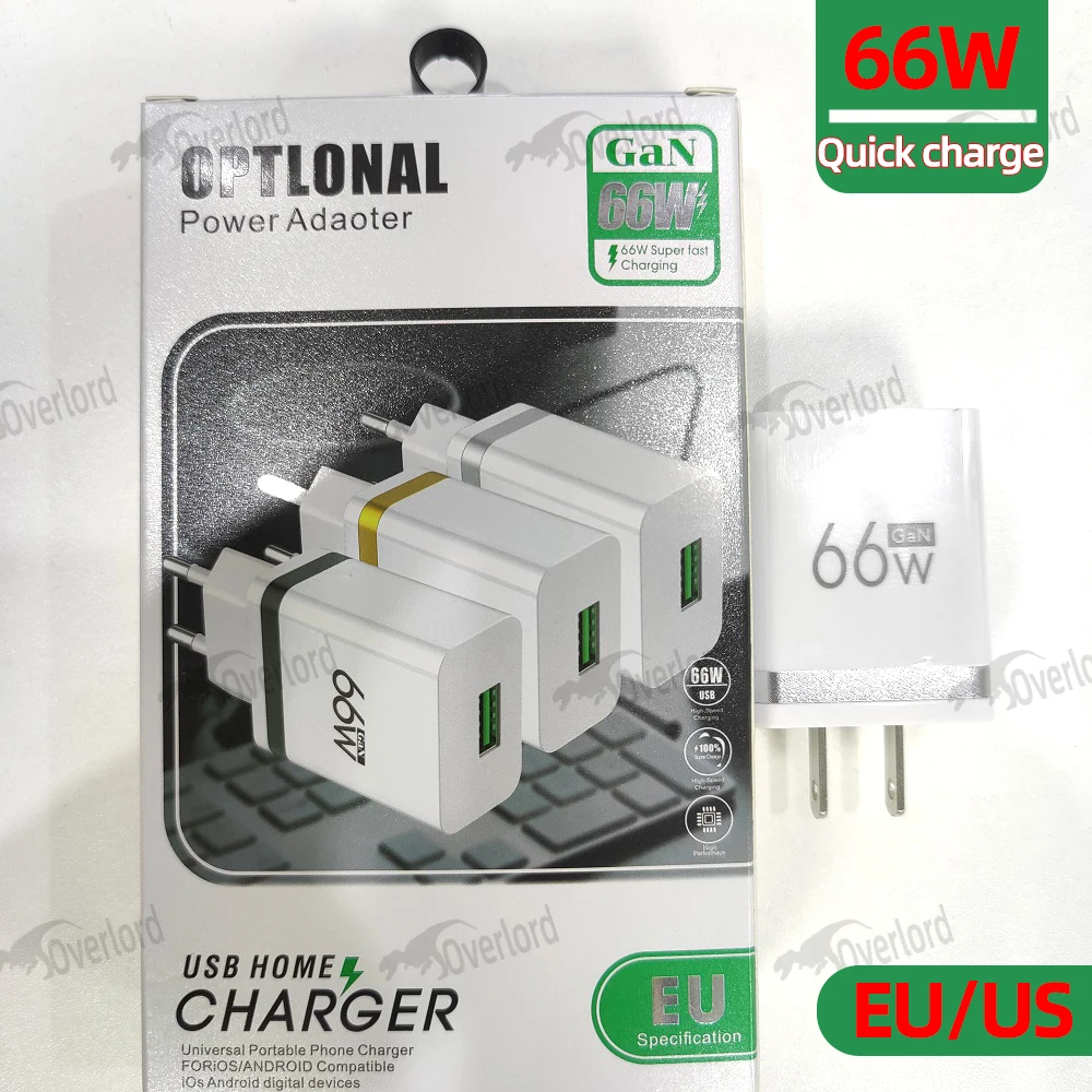 66W GaN USB Fast Charge EU US Plug for Apple iPhone 14 13 12 11 Pro MAX Plus Huawei Samsung Xiaomi Fast Charger Power Adapter