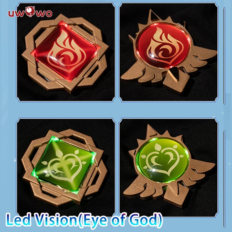 UWOWO LED Vision Eye of God игра Genshin Impact реквизит для косплея Mondstadt/Liyue/Inazuma/Sumeru Dendro Cryo Hydro Pyro Geo