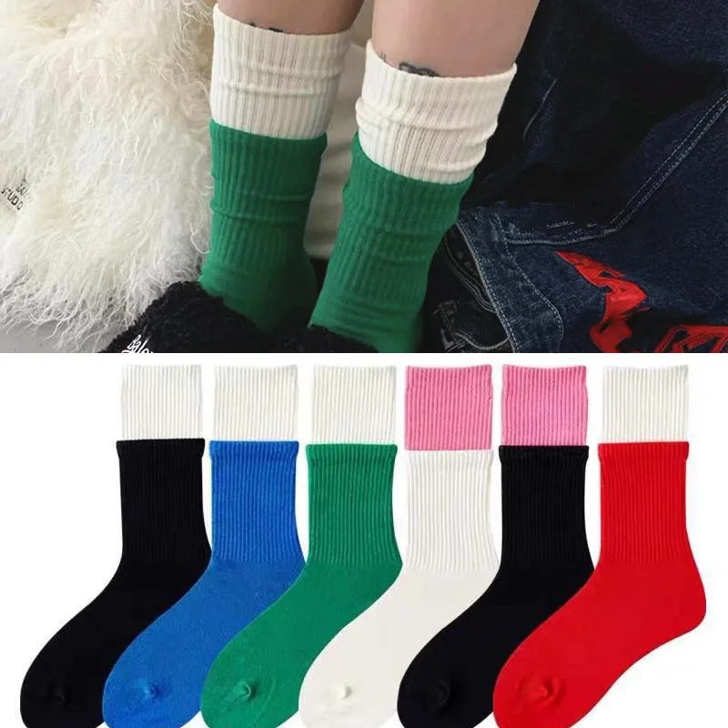 

Double-layer Tube Socks Tide Ins Color Stockings Color Matching Men's and Women's Sports Cotton Socks Street Personality Socks