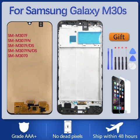 OLED TFT ЖК-дисплей для Samsung Galaxy M30S 2019 M307F M307FN M307F/DS M3070, экран дисплея, сенсорный дигитайзер, Замена с рамкой