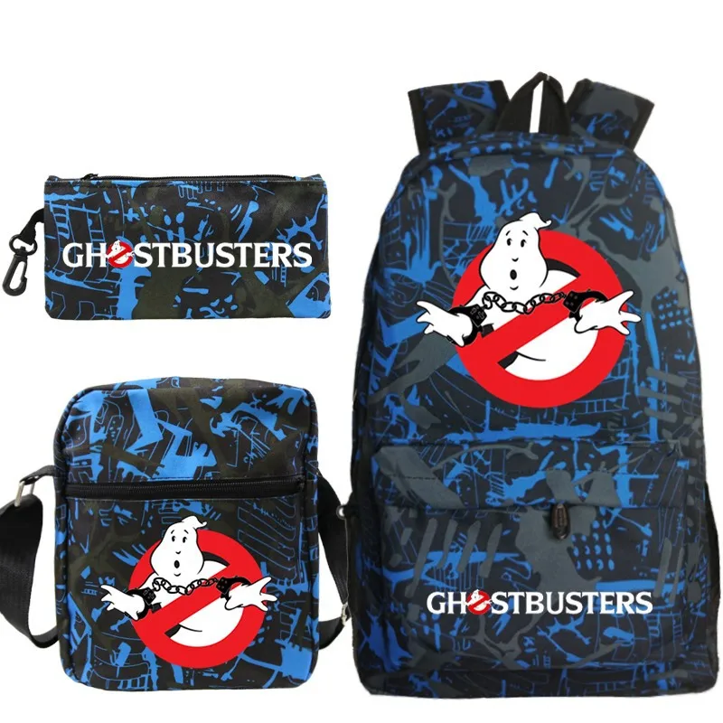 Ghostbuster Backpack for Boys Girls Cartoon Bookbag for School Students Knapsack Teenager Travel Laptop Bagpack 3pcs/set Mochila