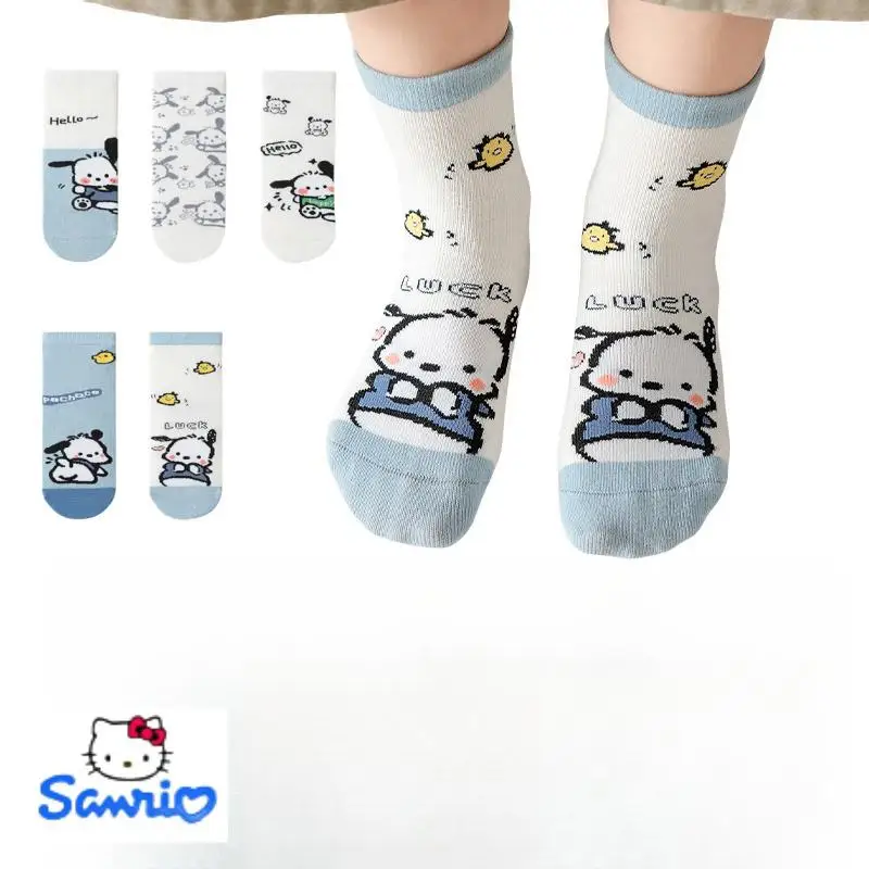 Новые хлопковые носки Sanrio Kuromi для девочек с милым рисунком аниме осенне-зимнее