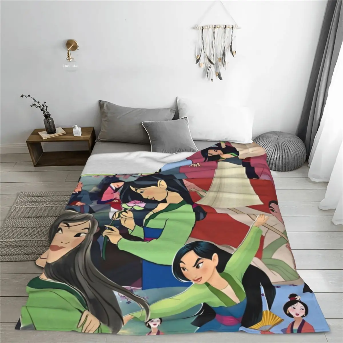 Вязаное одеяло принцессы Mulans Beaty с героями мультфильмов милое фланелевое Mushu