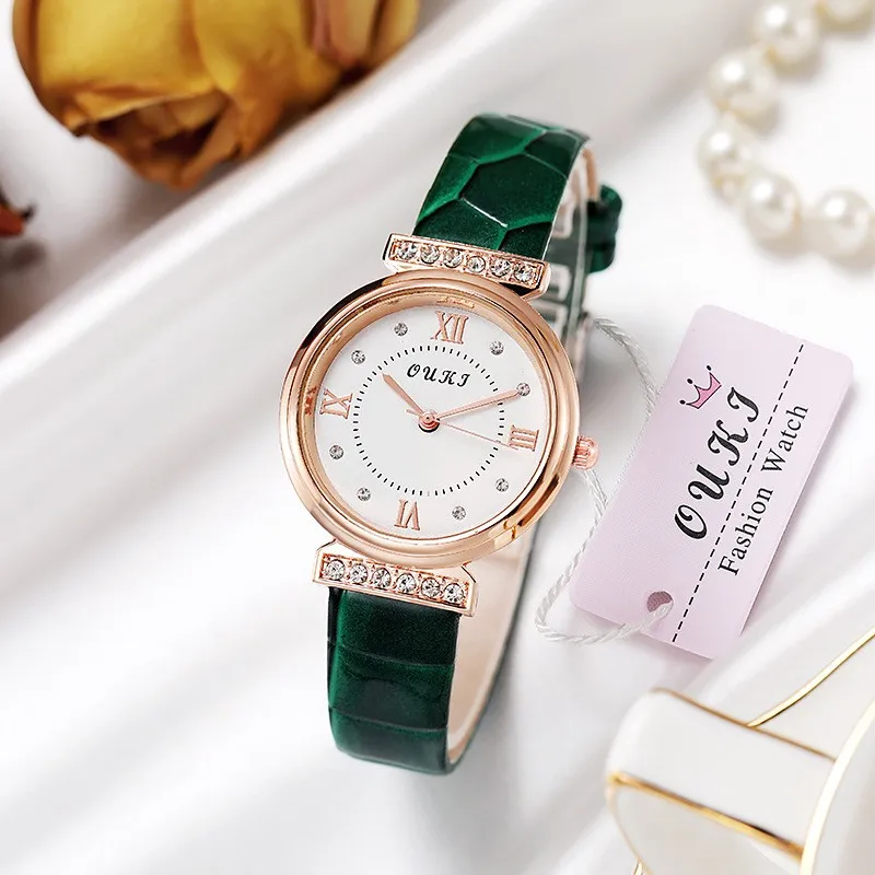New Hot Selling Exquisite Advanced Waterproof Temperament Light Luxury Personality Fashion Round Leather Women's Watch