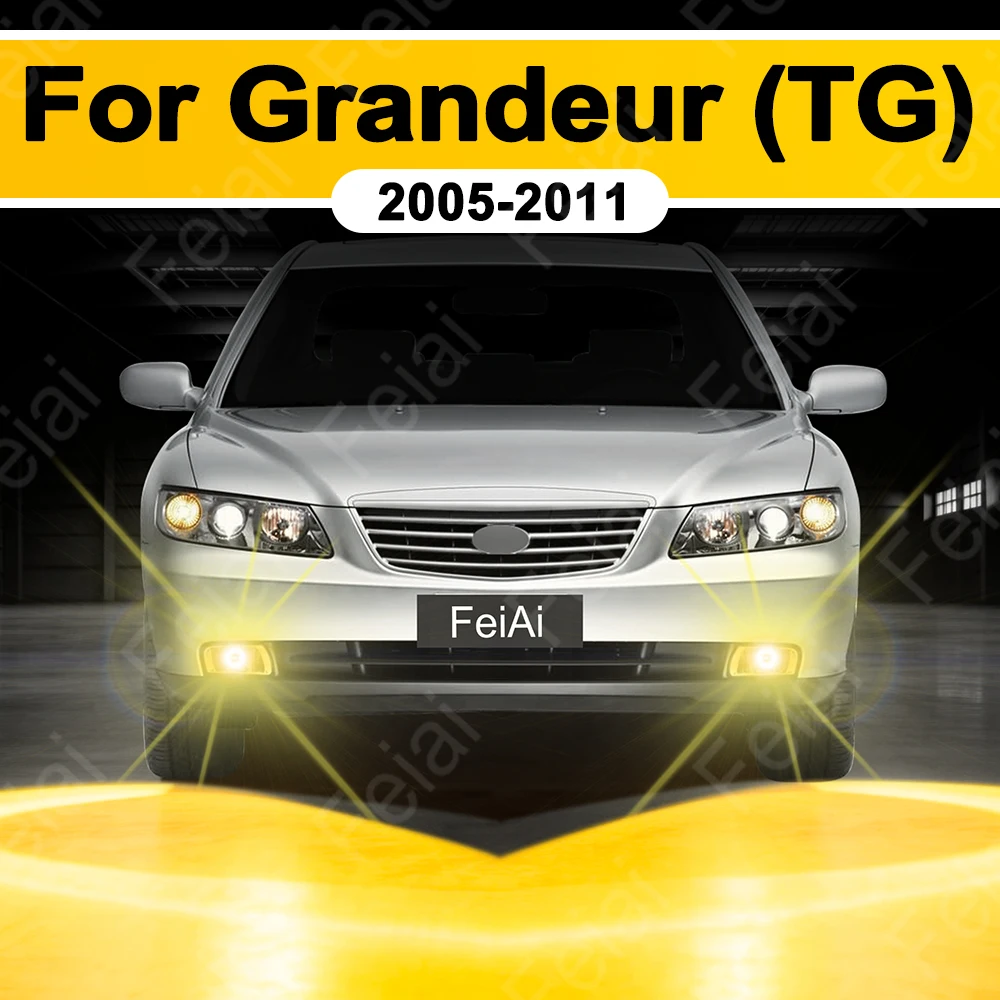 Фото Светодиодная лампа H3 для противотуманных фар Hyundai Grandeur TG, аксессуары для тюнинга, 2005-2011 гг., желтый свет №1