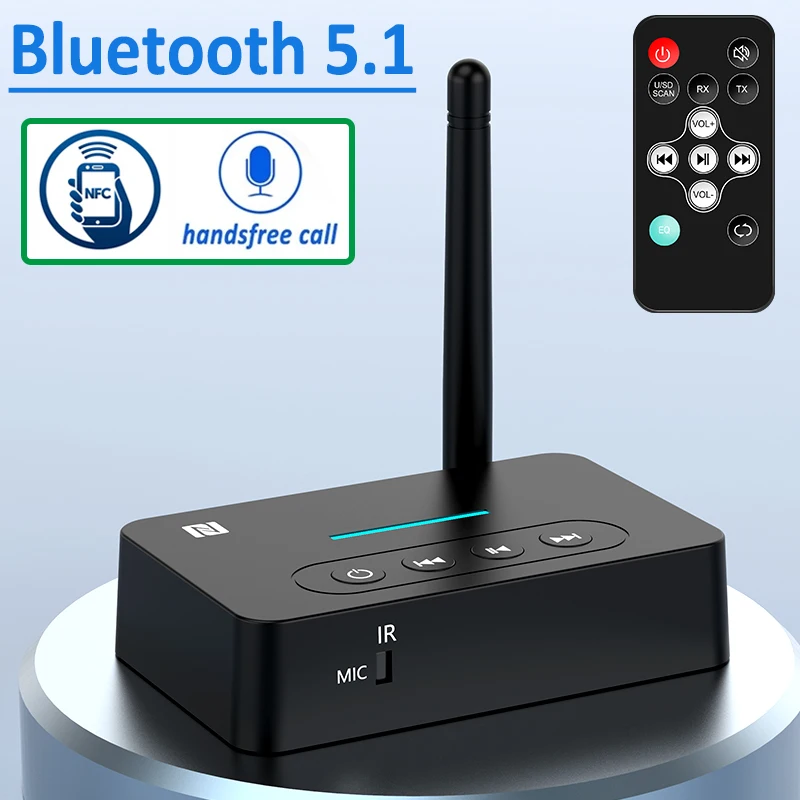 

Приемник-передатчик Bluetooth 5,1, стереомагнитола со штекером AUX 3,5 мм, RCA, микрофон для громкой связи, беспроводной музыкальный аудио-адаптер, пул...