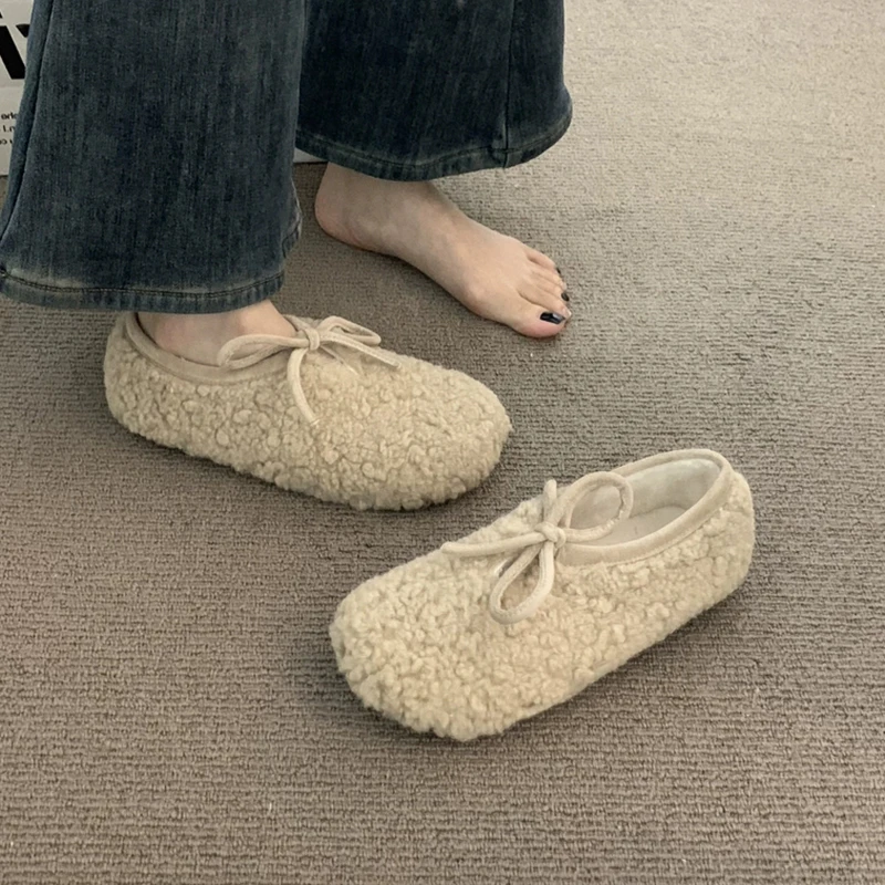 Обувь Женская обувь на плоской подошве Осень Модис Лоферы Меховое платье Ретро