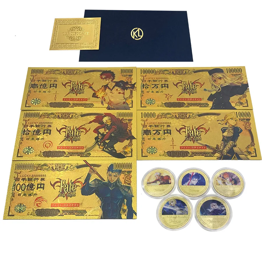 

Japanese Fate/stay-Night Yen Gold banknote Classic Manga Gold Plated Souvenir Coin Anime Gold Cute Card for Nice Kids Gift
