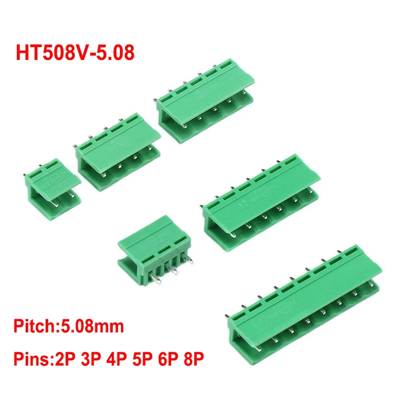 

10 шт. HT508V 5,08 мм Шаг HT5.08 прямой контактный разъем Клеммная колодка 2P 3P 4P 5P 6P 8P HT508 разъем