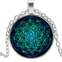 2019 fashion glass dome sacred geometry female jewelry life flower new necklace om yoga chakra pendant mandala necklace