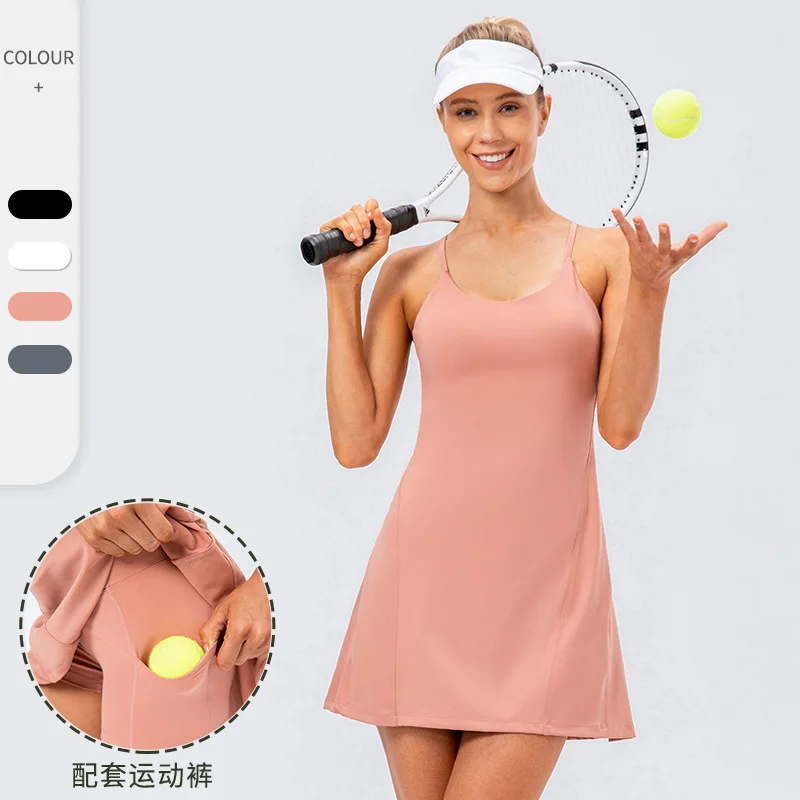 

2 Pieces Tennis Skirts Sets with Shorts Women's Sexy Fitness Pocket Golf Wear Dress Female Exercise Outfit Gym Clothes Summer