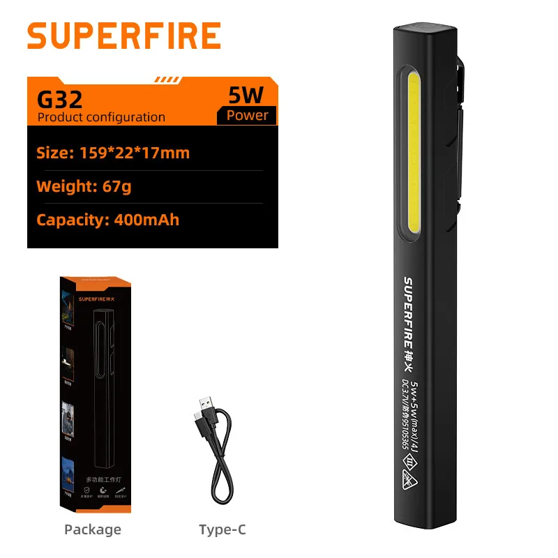 

SUPERFIRE G32 Фонарик-ручка Черный