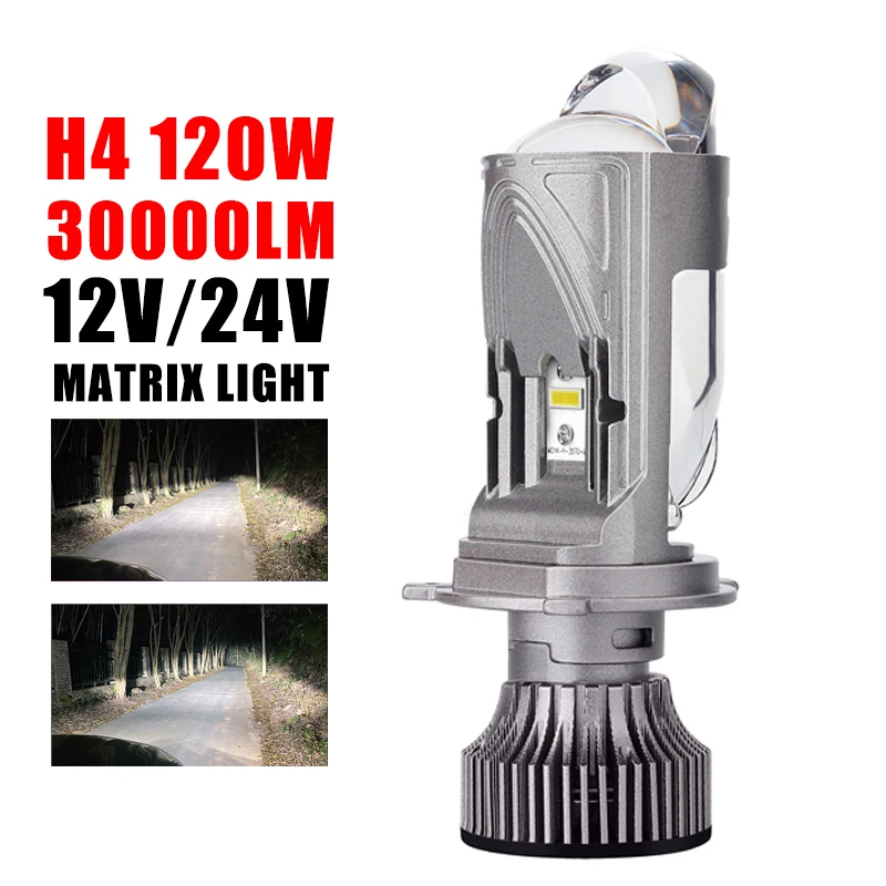 

30000LM H4 120W Car LED Headlight Auto 9003/HB2 Mini Projector Dual Lens High Low Beam Light Bulb