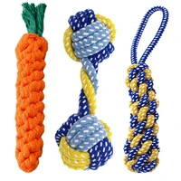 1pc dog toy carrot double knot rope ball cotton rope puppy clean teeth durable chew toy braided bite resistant pet supplies