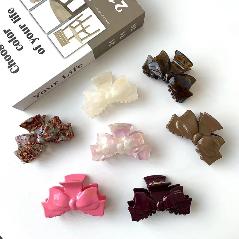 Женские ацетатные заколки для волос с бантом и зажимом в виде акулы