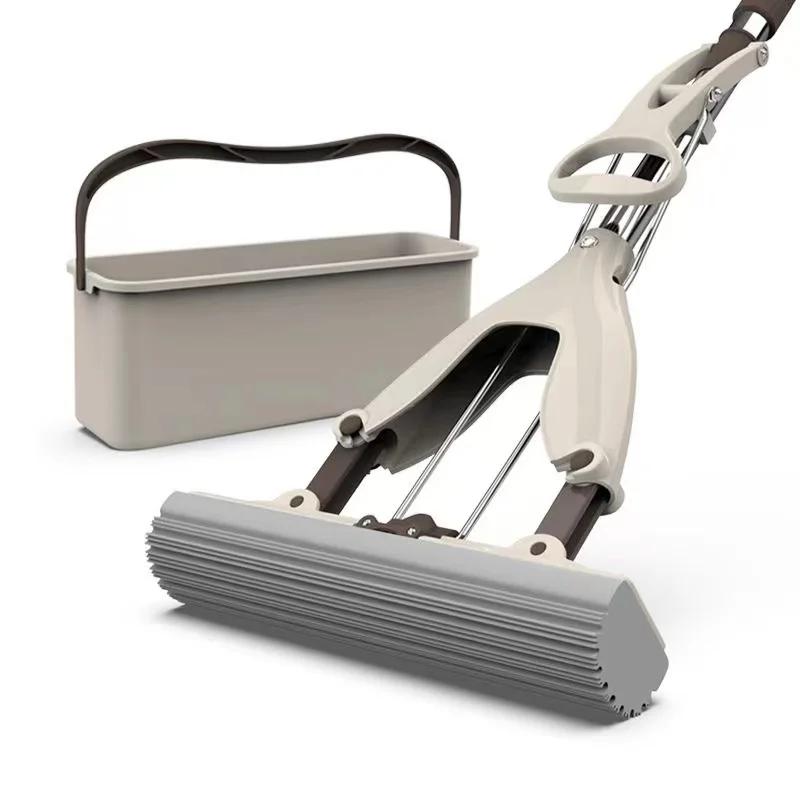 

No hand washing lazy mop household sponge water absorbing folding mop retractable rod water squeezing rubber cotton mop
