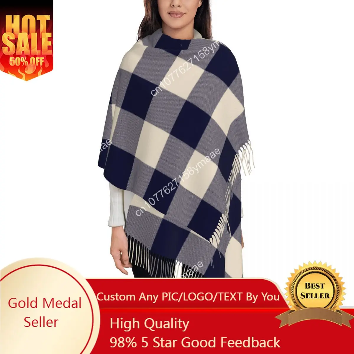 

Farmhouse Buffalo Plaid Striped Gingham Scarf for Women Fall Winter Cashmere Shawls and Wrap Long Large Shawl Scarf Ladies