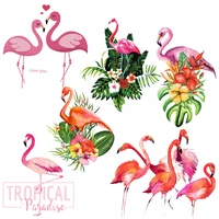 flamingo fusible textile transfer patches heat adhesive clothing iron on transfers sticker applique patch for clothing badge