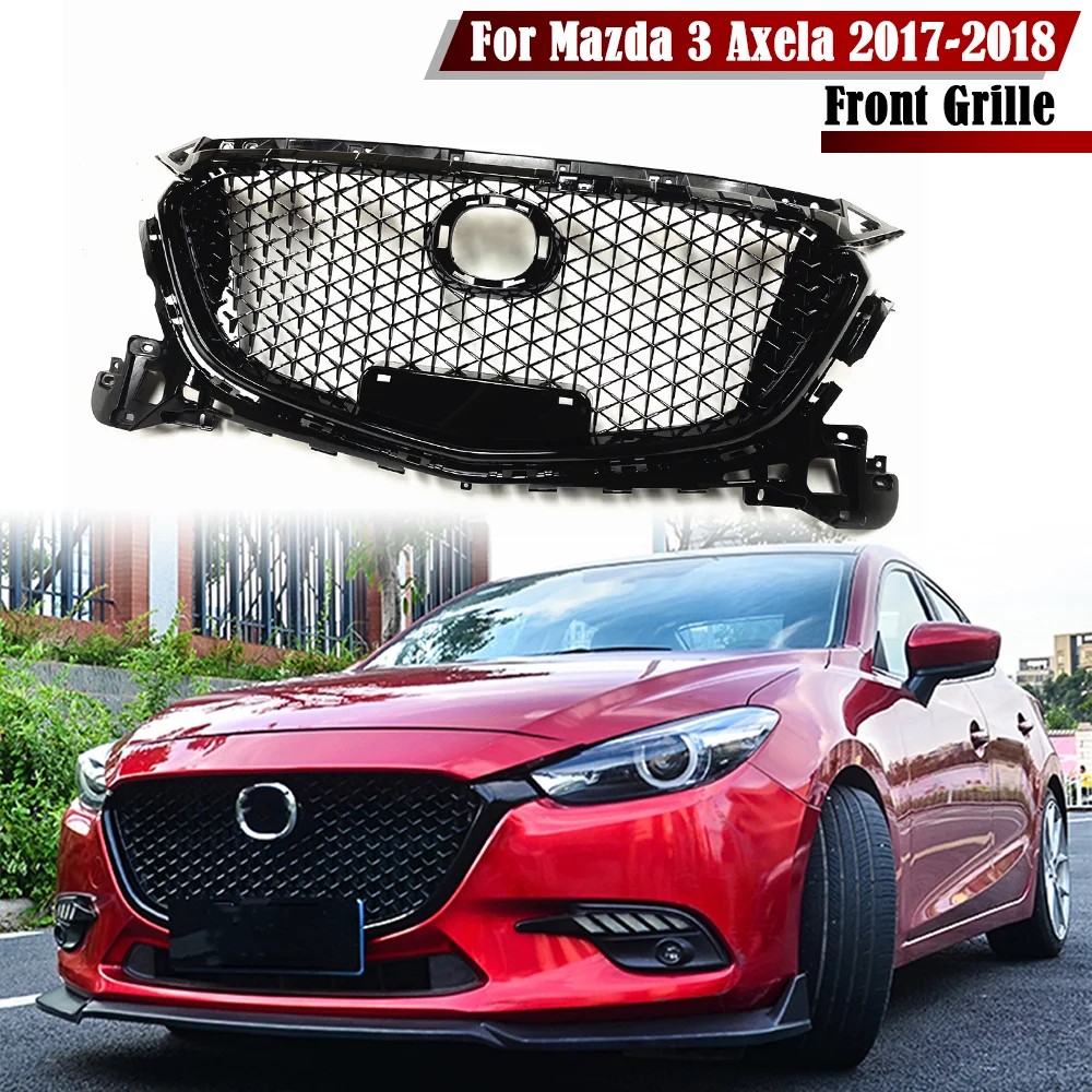 

Honeycomb Style Front Grille For Mazda 3 Axela 2017 2018 Black Racing Grills Car Upper Bumper Intake Hood Mesh Grid Kit