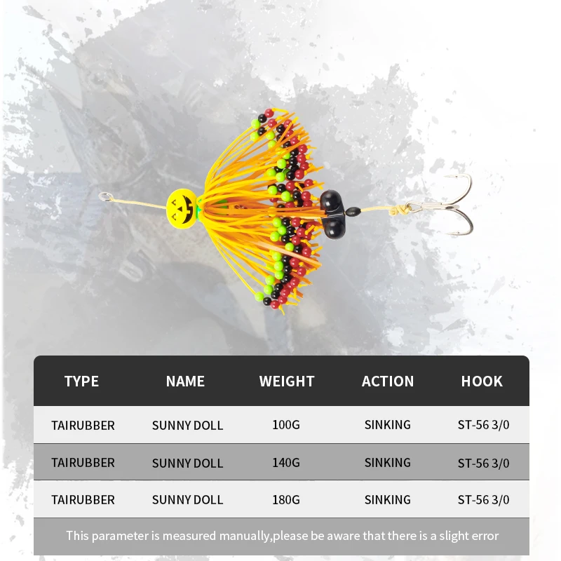 Фото Рыболовная приманка LETOYO Metal Lure Tairubber, 100г, 140г, 180г, с резиновой юбкой, для ловли сома, морская, для рыбалки с лодки, искусственная приманка, снасти №3