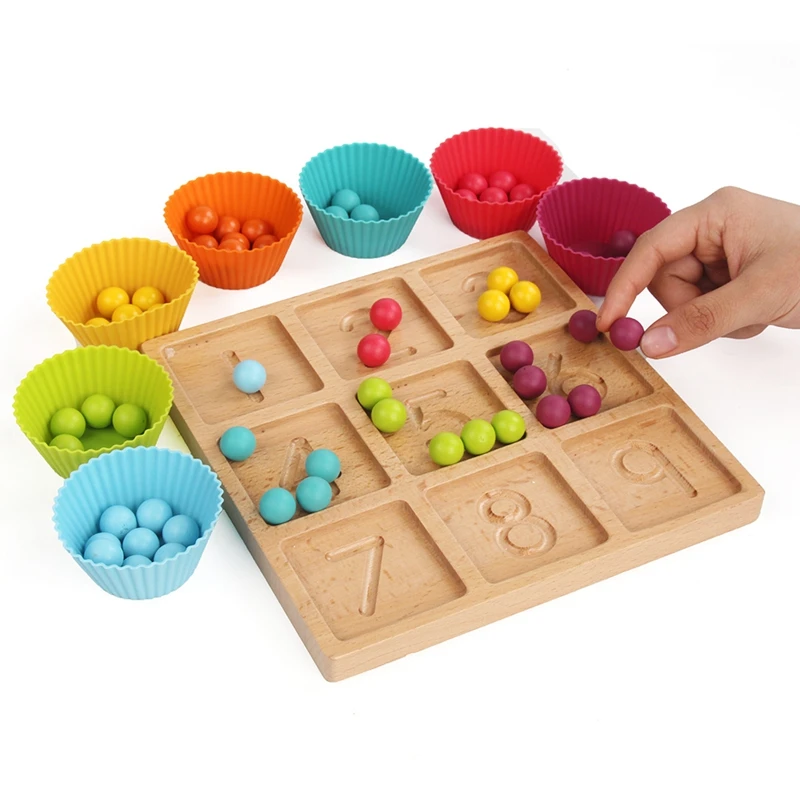 New Kids Sorting Montessori Practicing Digital Numbers Tracing Board Beads Matching Learn Math Game Educational Toys |