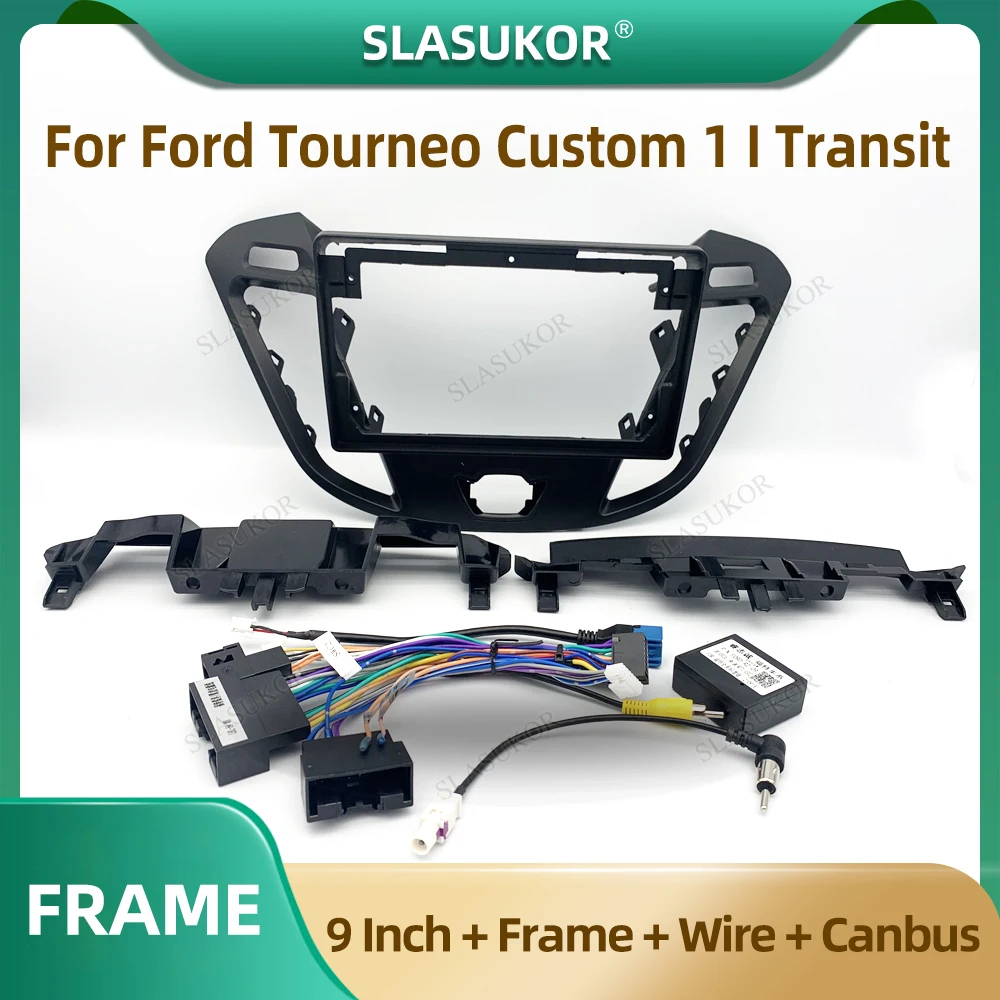 9 Inch Car Radio Fascia For Ford Tourneo Custom 1 I Transit Car Radio Panel Player Audio Frame Dashboard Mount Kit With Wire