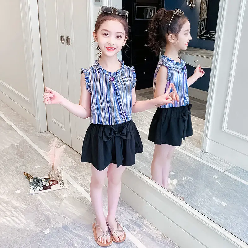 

12 Summer New Children's Suit 11 Children's Clothing 10 Girls Clothes 9 8 Fashion Shirt + Pants 2 Suit Teenage Girls Clothing 6y