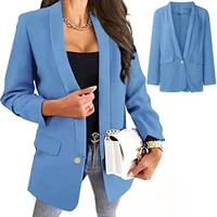new ladies tailored coat solid blazers spring ol elegant blazers long sleeve cardigan slim coat lady casual suit office blazer