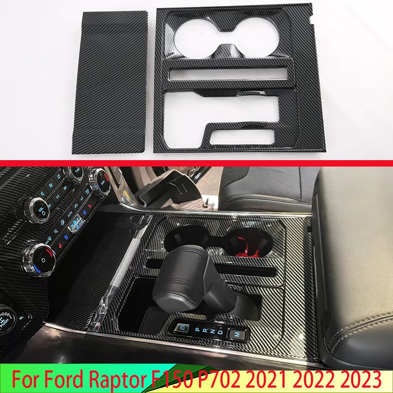 

For Ford Raptor F150 P702 2021 2022 2023 Carbon Fiber Style Gear Shift Panel Center Console Cover Trim Frame