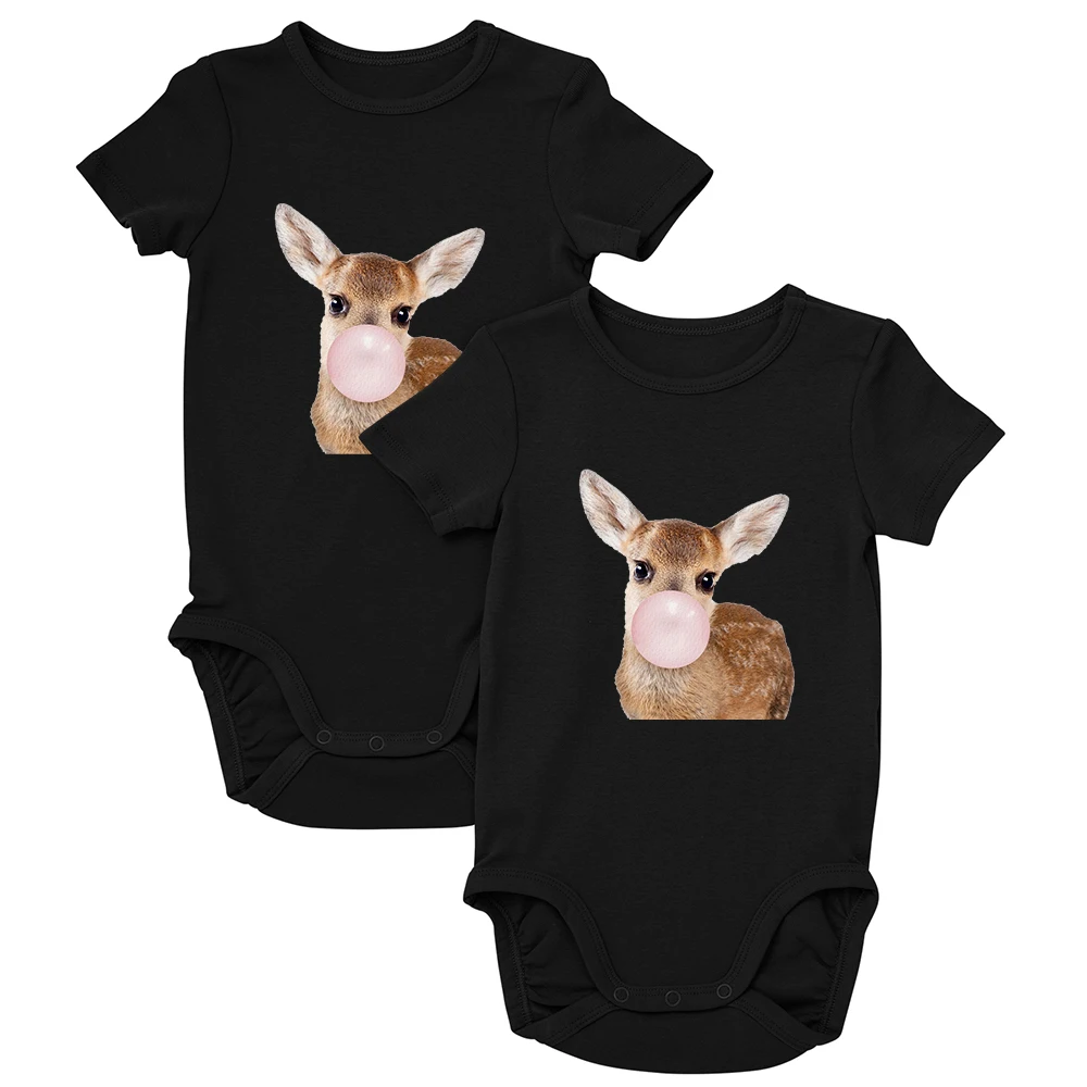 

New Funny Sika Graphic Four Seasons Toddler Bodysuits Simple Animal Blowing Bubble Series Popular Harajuku Casual Baby Onesie