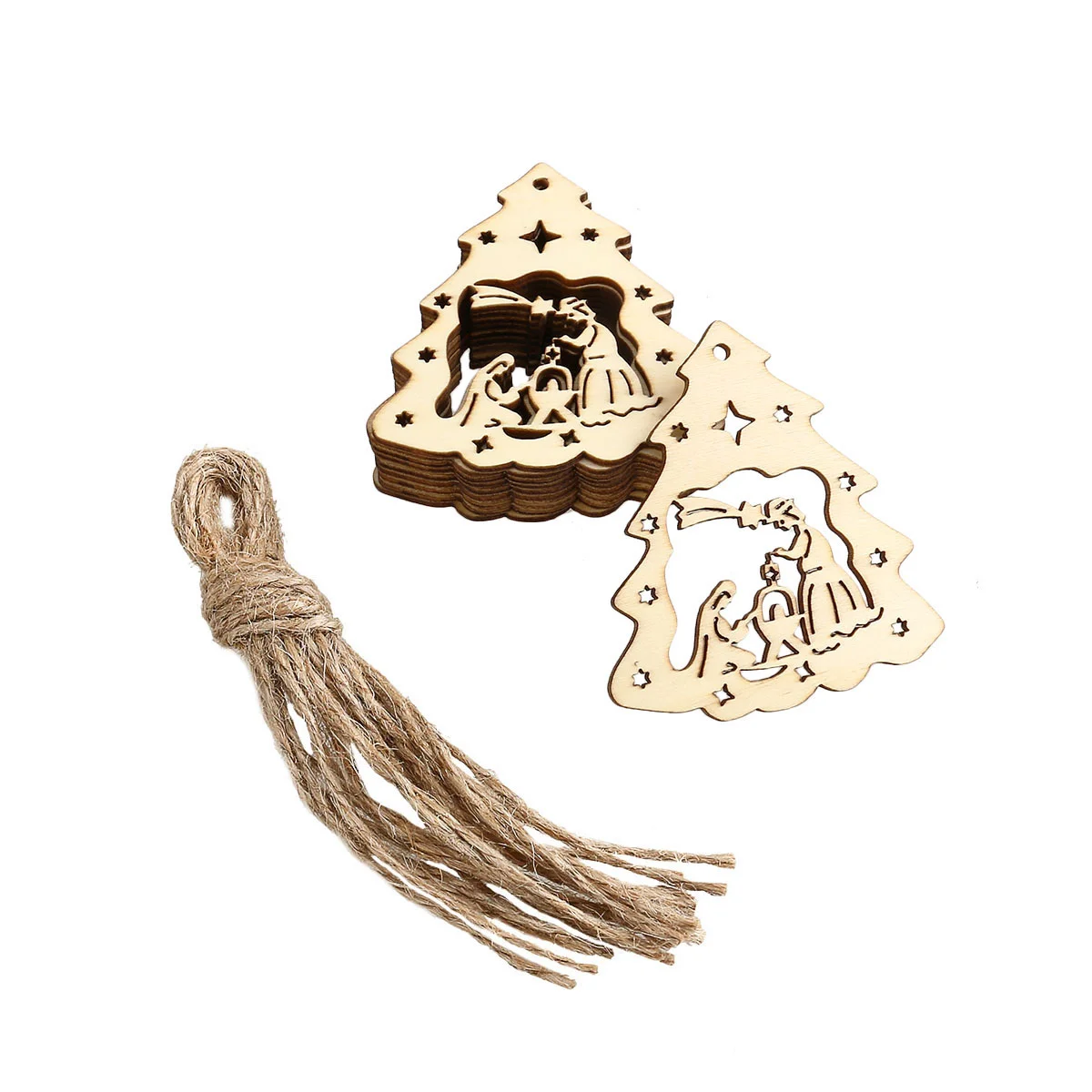 

Christmas Wooden Embellishments Hanging Ornaments Decoration Unfinished Crafts Cutout Blank Discs Sign