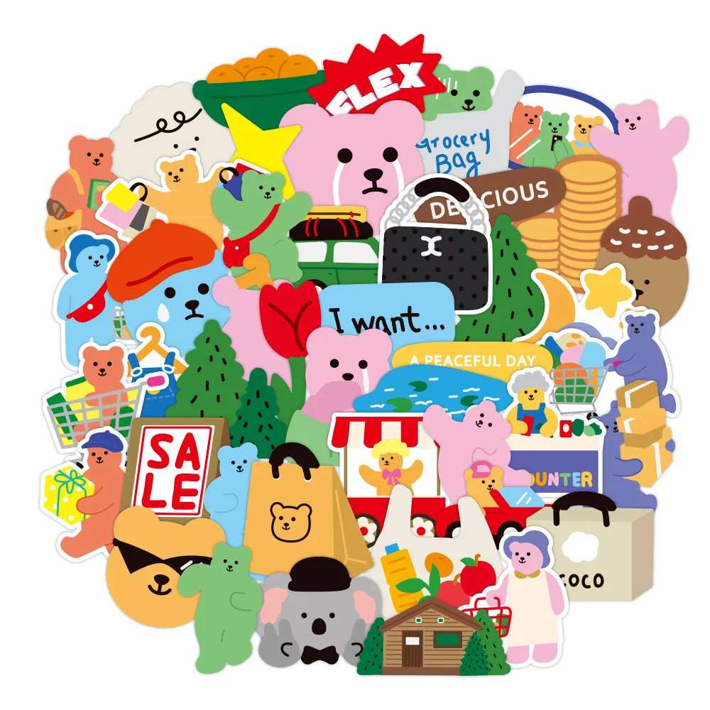 

10/30/50PCS Korea Abstract Bear Graffiti Waterproof Sticker Creative Trend Decoration Refrigerator Water Cup SkateboardWholesale