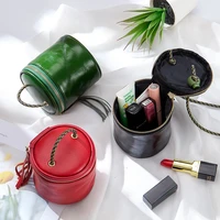 genuine leather travel bucket shape cosmetic bag fashion small cross body bag niche design brand coin purse 2022 new makeup bags