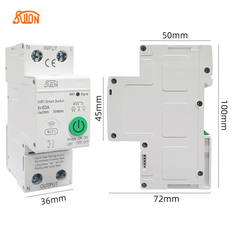 Умный переключатель smartlife 63A устройство для измерения энергии в кВтч 2P Wi-Fi
