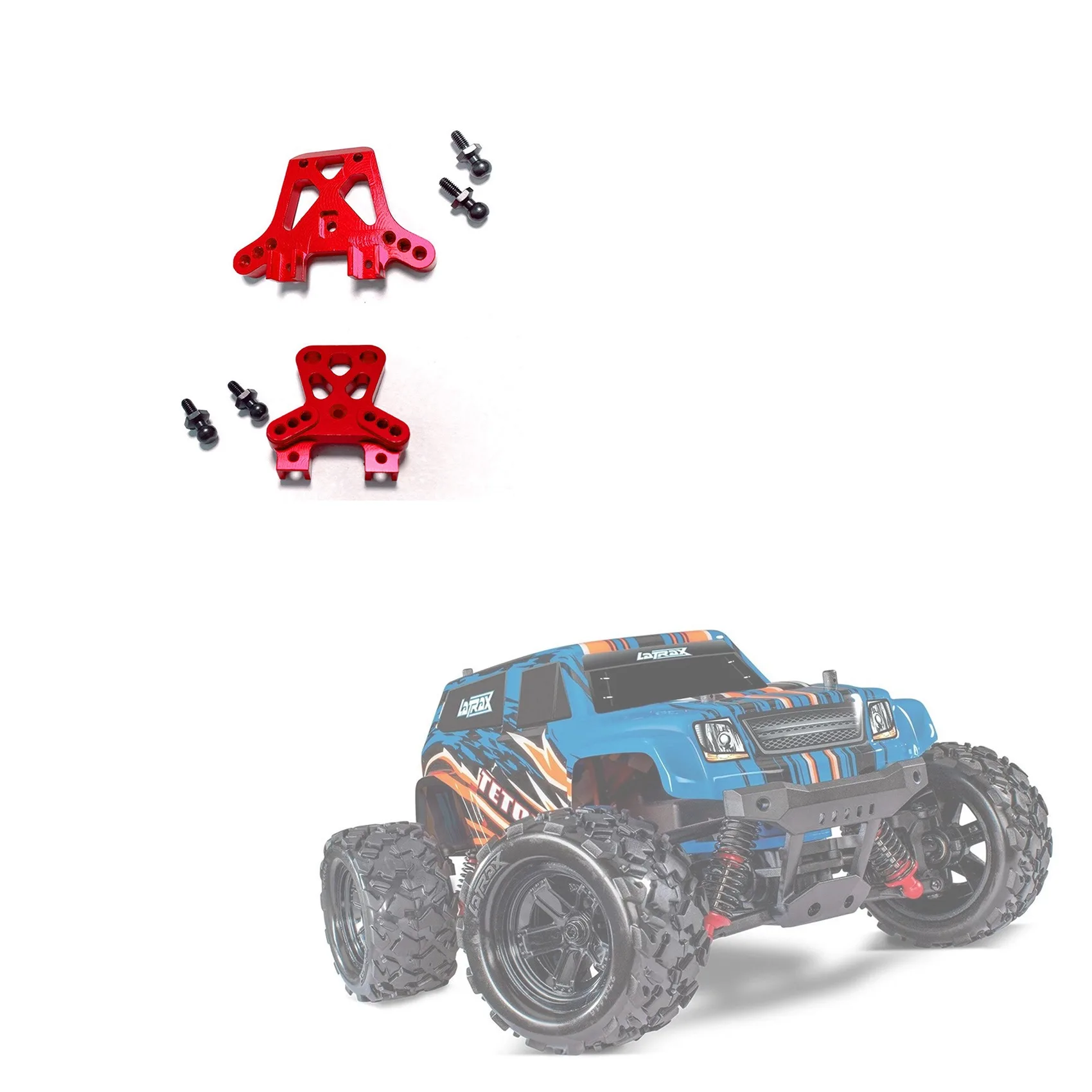 Фото WOWFU-2 шт. металлическая передняя и задняя ударная башня для Traxxas Latrax Teton 1/18, детали для обновления радиоуправляемого автомобиля, аксессуары №3