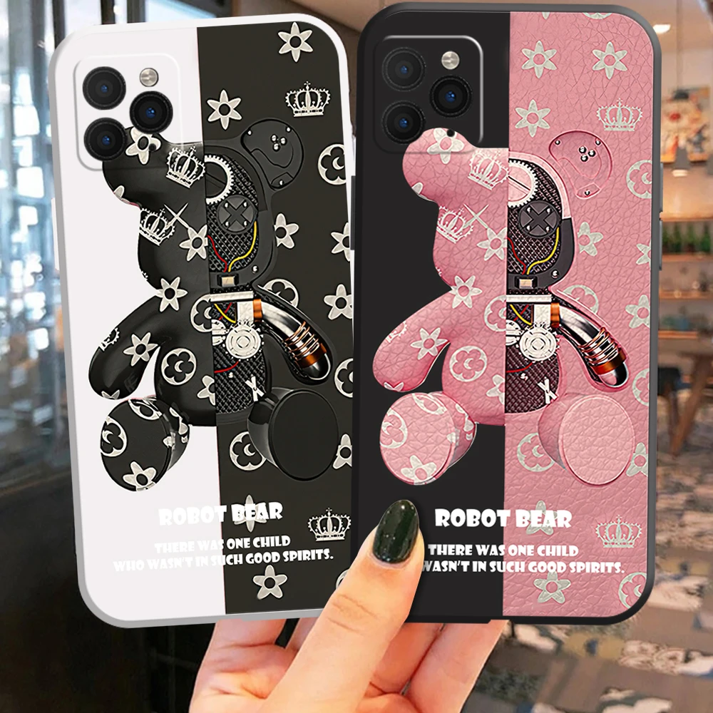 

2022 Mechanical bear Phone Case For iPhone 12 13 Pro MAX Mini 11 Pro MAX 6 6S 7 8 Plus X SR XS MAX SE 2020 Liquid Silicone Cover
