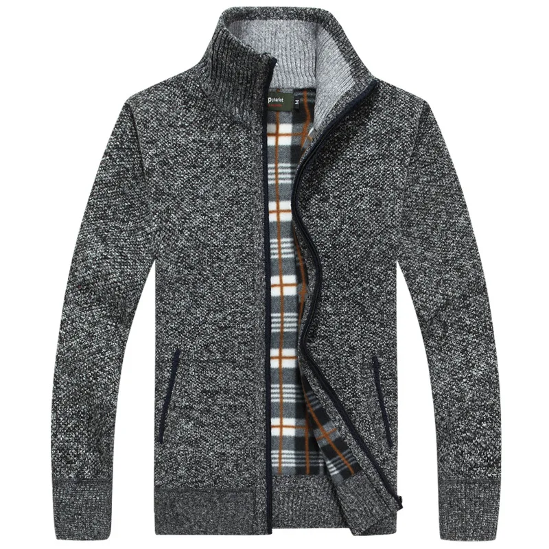 2022 Men's Zipper Sweaters Autumn Winter Warm Cashmere Wool Cardigan Zipper Sweaters Jackets Men Casual Knitwear Thick Coats