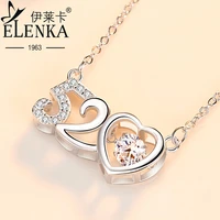 luxury s925 sterling silver moveable 520 heart inlaid cubic zirconia stone pendant necklace for women fine jewelry gift for girl