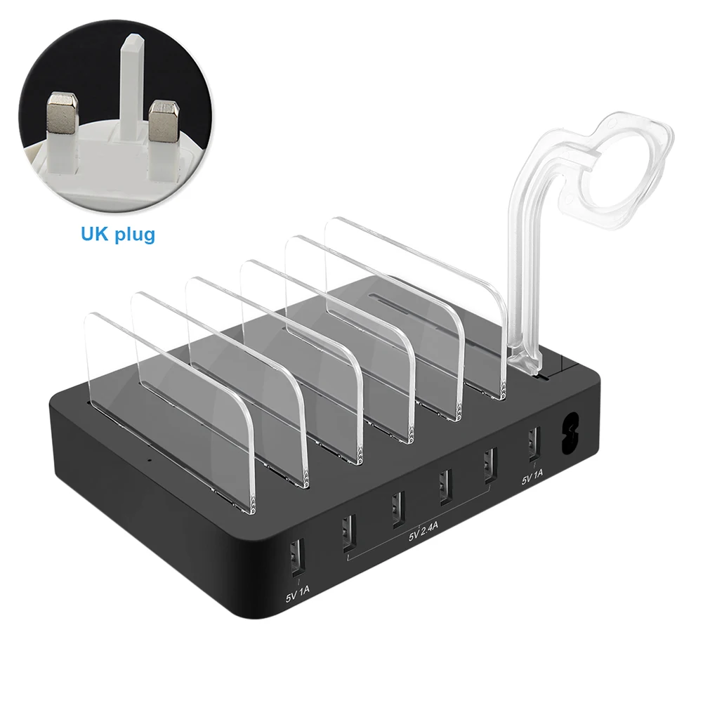 

Универсальный держатель для планшетов и часов, 10 А, 6 USB-портов, 5 В, 2,4 А