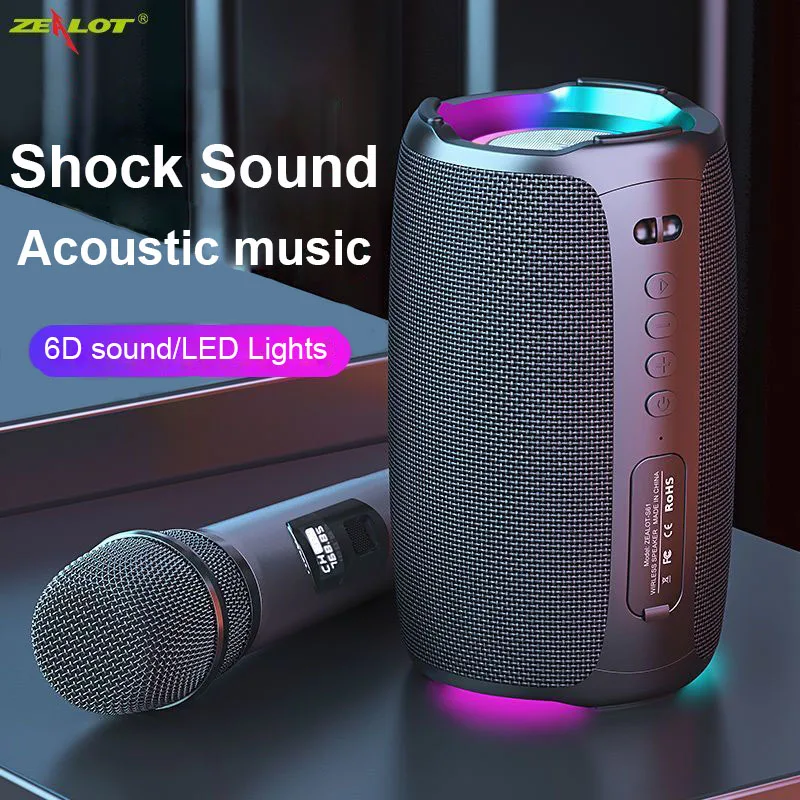 

Портативная bluetooth-колонка с двойной диафрагмой, беспроводной сабвуфер, FM-радио, водонепроницаемая уличная звуковая колонка, караоке, музыка...